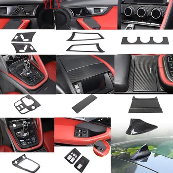 For Jaguar F-TYPE 2013+ Real carbon fiber car center control gearbox head cover air conditioning switch frame car accessories 1