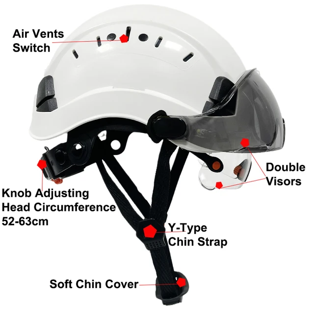 Construction Safety Helmet with Built-In Glasses