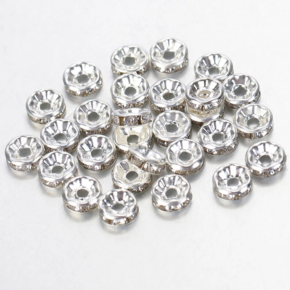 100 Stück 4–10 mm Strass-Abstandsperlen, Leichtmetall-Radperlen für DIY-Armbänder, Halsketten, Ohrringe, Bekleidungszubehör – Detail 13