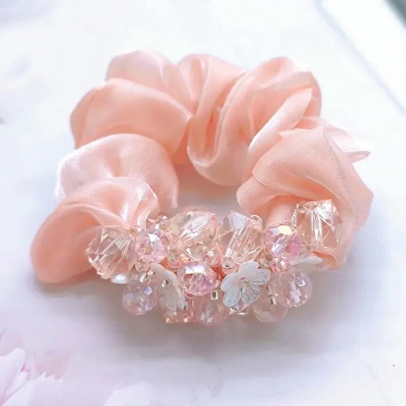 

Starry Organza Large Intestine Hair Band Women's High-Grade Hair Rope Updo Bun Head Headdress Flower Scrunchies Accesorios Mujer