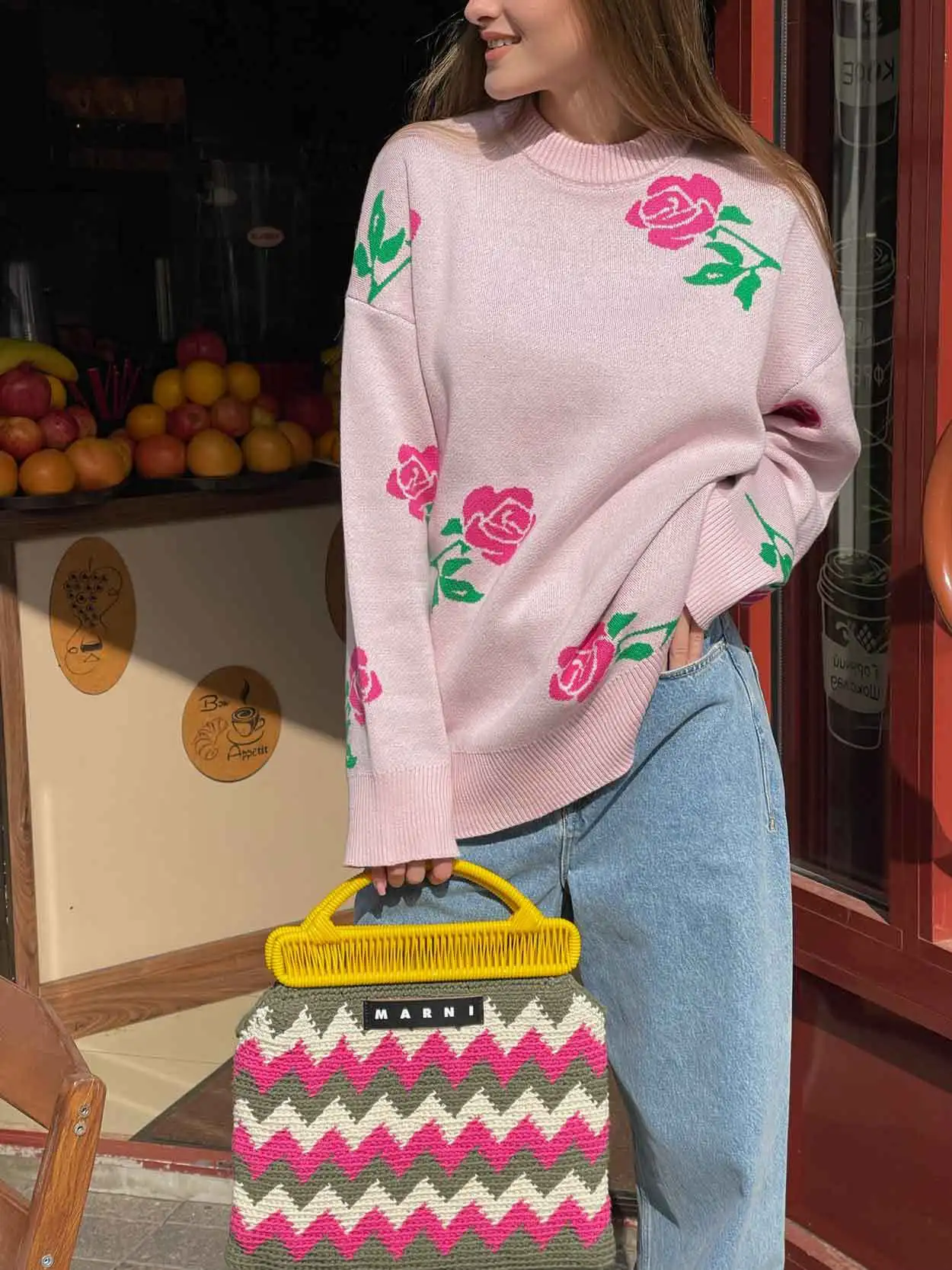 Autumn Knit Sweater Pullover Women's Printed Long Sleeve High Waist Ribbed Fashion Loose Knitwear Top Female Sweater