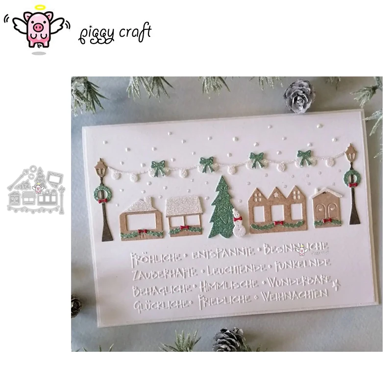 Piggy Craft Metal Cutting Dies Cut Die Mold Christmas Tree House Lights Scrapbook Paper Craft Knife Mold Blade Punch Stencil