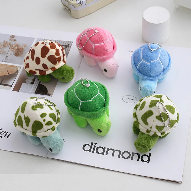 Wholesale 24pcs/lot 10cm Animal Turtle Plush Toys Keyring Cute Stuffed Tortoise Dolls Pendants Key Chain Gifts 6