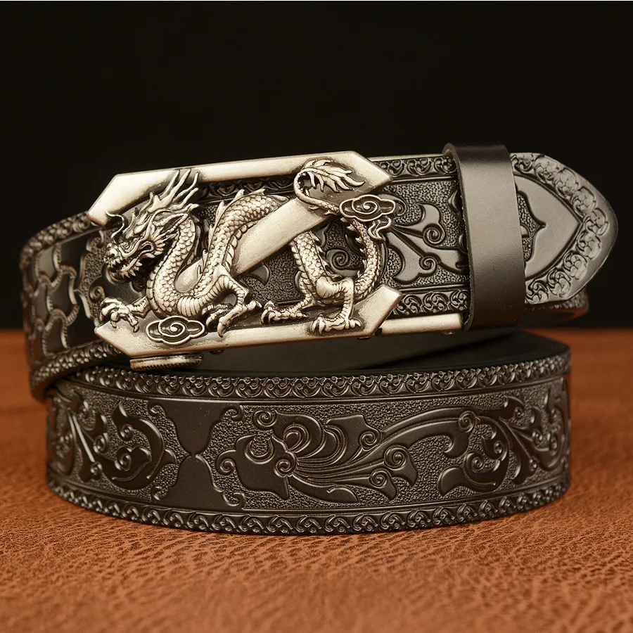 Neuer Retro-Mode Herren-Gürtel mit Automatikschnalle im Western-Stil, Lässiger Cowboy-Look, Luxusmarke, Punk-Gürtel für Männer – Detail 2