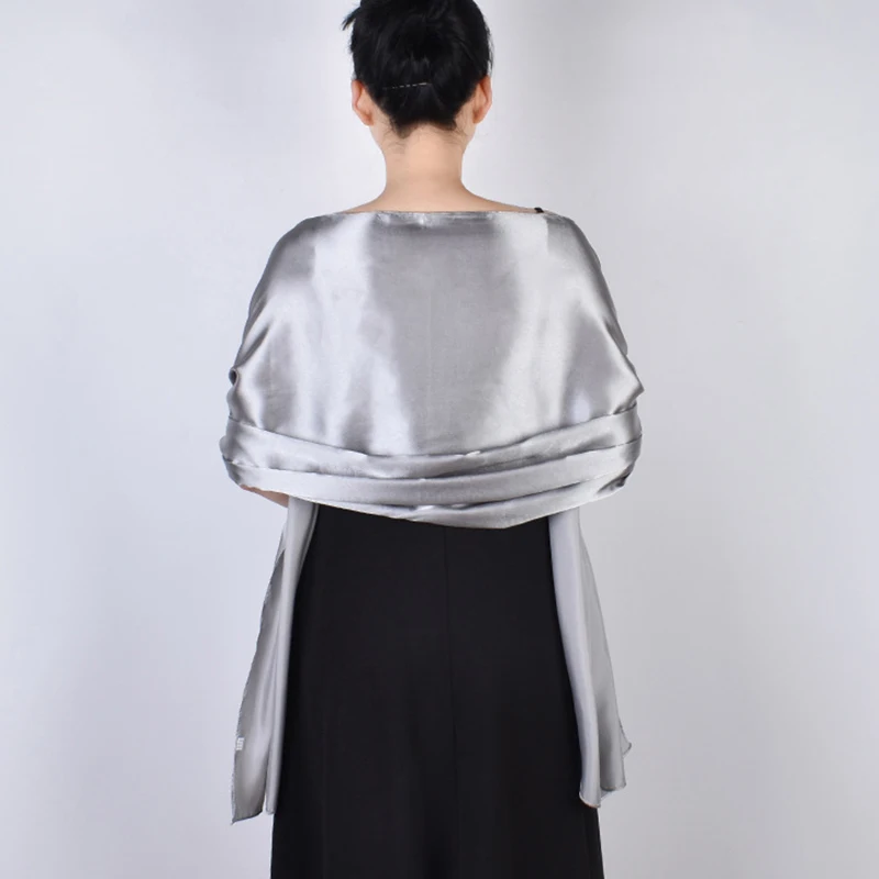 Fashion Satin Evening Dress Neck Guard Long Silk Scarf Sunscreen Beach Cape Women Winter Thin Tassel Party Cloak Warm Shawl V87 6