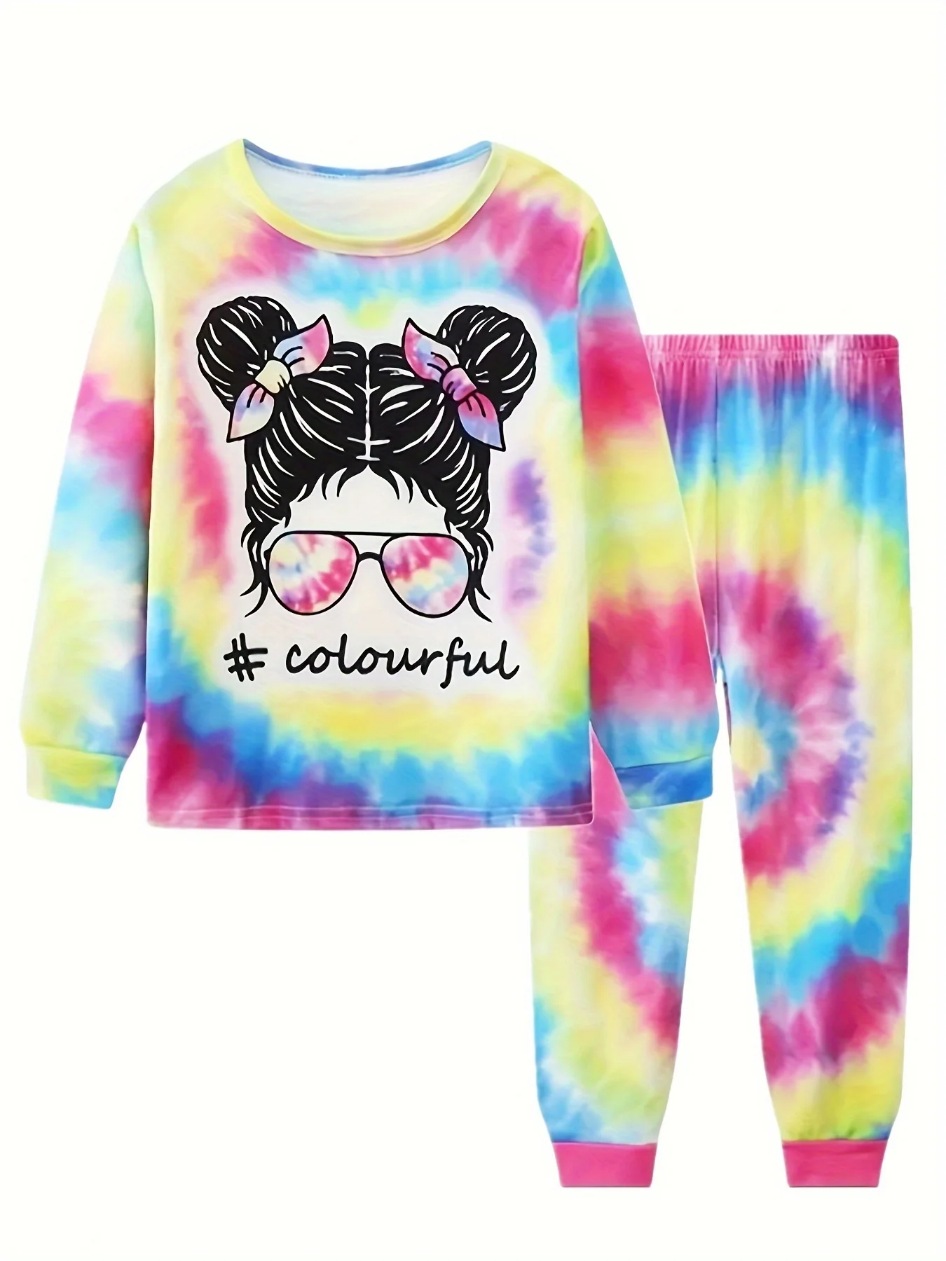 thumbnail image 1 of Girls Unicorn Cartoon Long Sleeve Pajamas Two Piece Set, 1 of 5