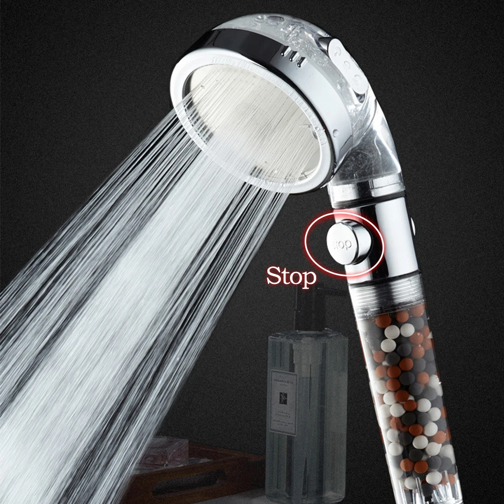 High Pressure Turbo Shower Head Saving Water Bathroom Anion Filter Shower 3 Mdel 