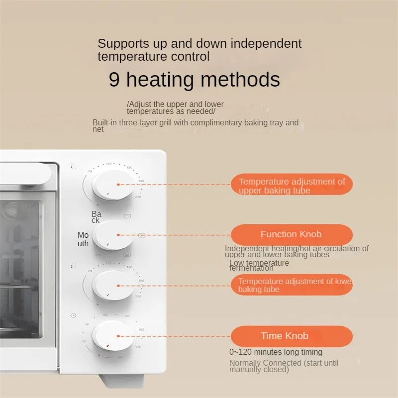 Xiaomi 32L Electric Oven 120min Timer Independent Temperature Control Constant Temperature Fermentation Multi-function Air Fryer 4