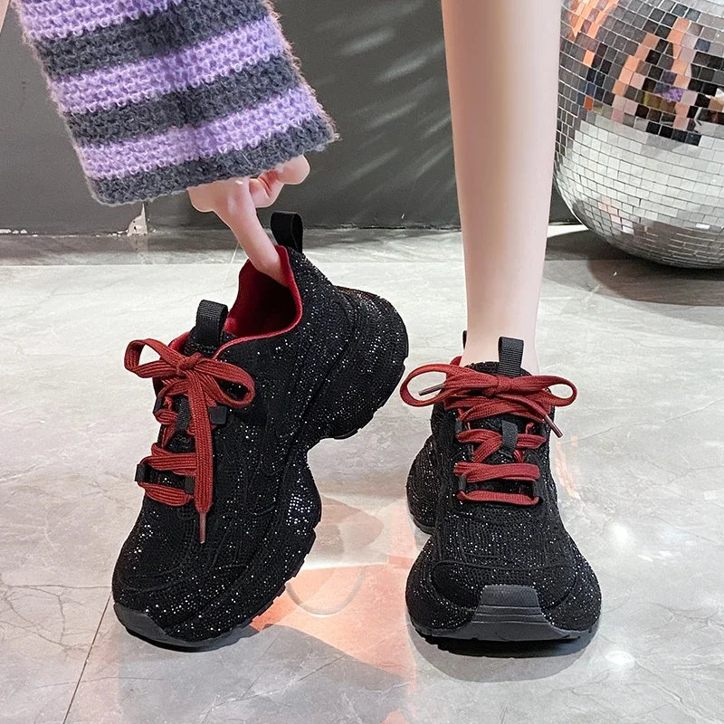 Luxury Full Diamond Thick soled Sneakers Designer Anti slip Running Shoes Women's Fashion Tennis ShoesHigh Quality Casual Shoes 5