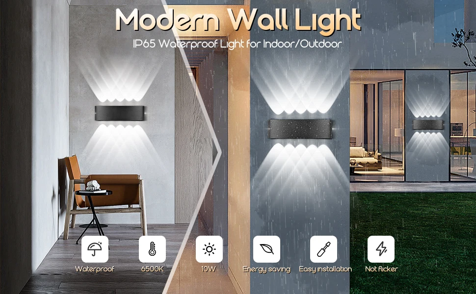 Lampu LED dinding Interior lampu lampu IP65 tahan air desor 110V220V Aluminium atas dan bawah pencahayaan untuk taman rumah