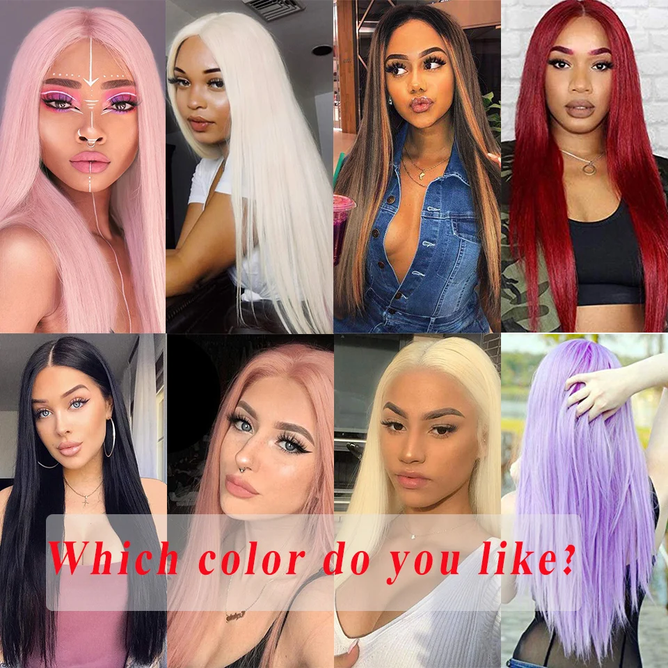 I's a wig Synthetic Pink Small Part Lace Wigs Long Straight Wigs for Women Middle Part Cosplay Wigs Black Red Blonde Hair images - 6