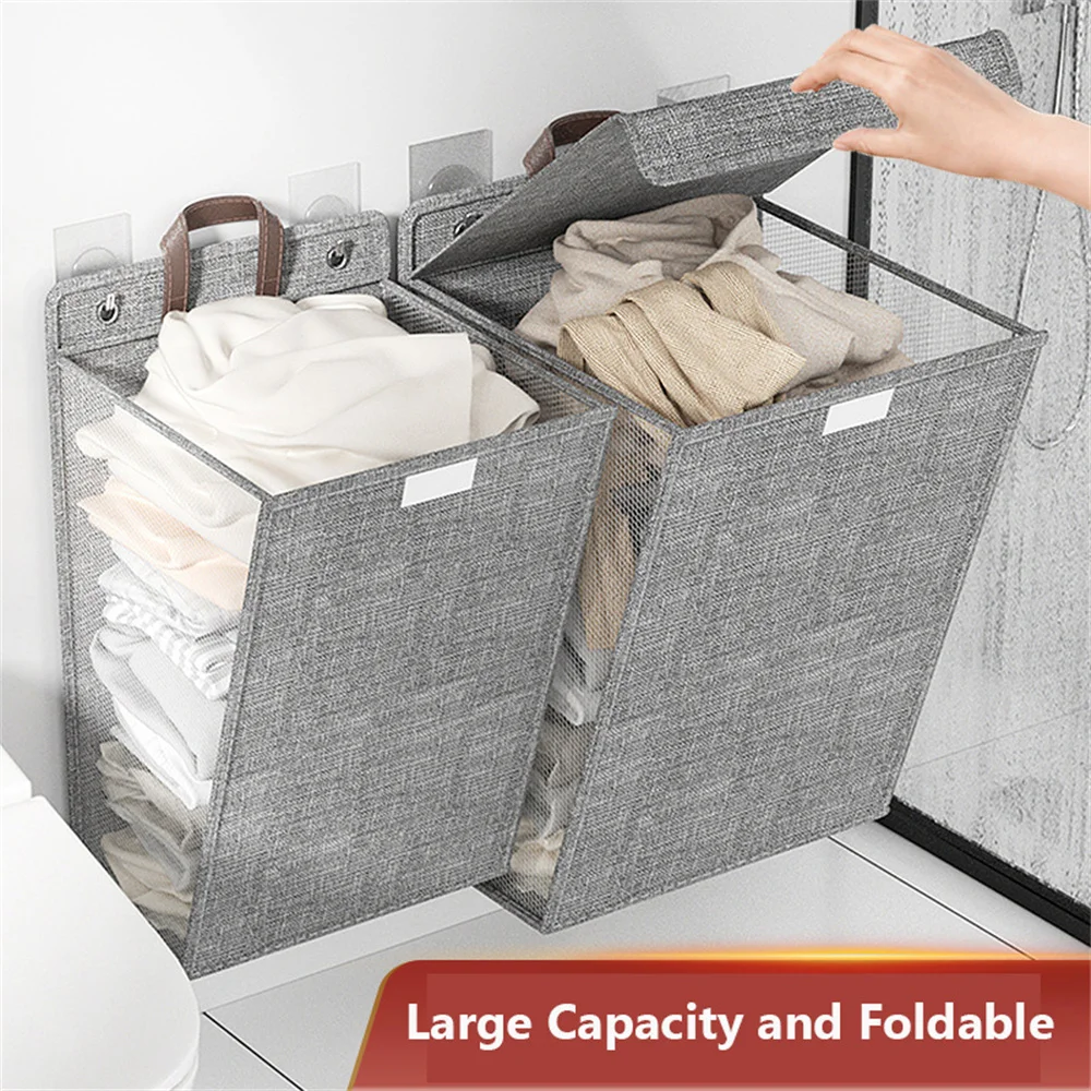 

Wall Mount Large Laundry Basket Folding Storage Laundry Hamper With Handles Water-Proof Linen Toy Clothes Storage Basket