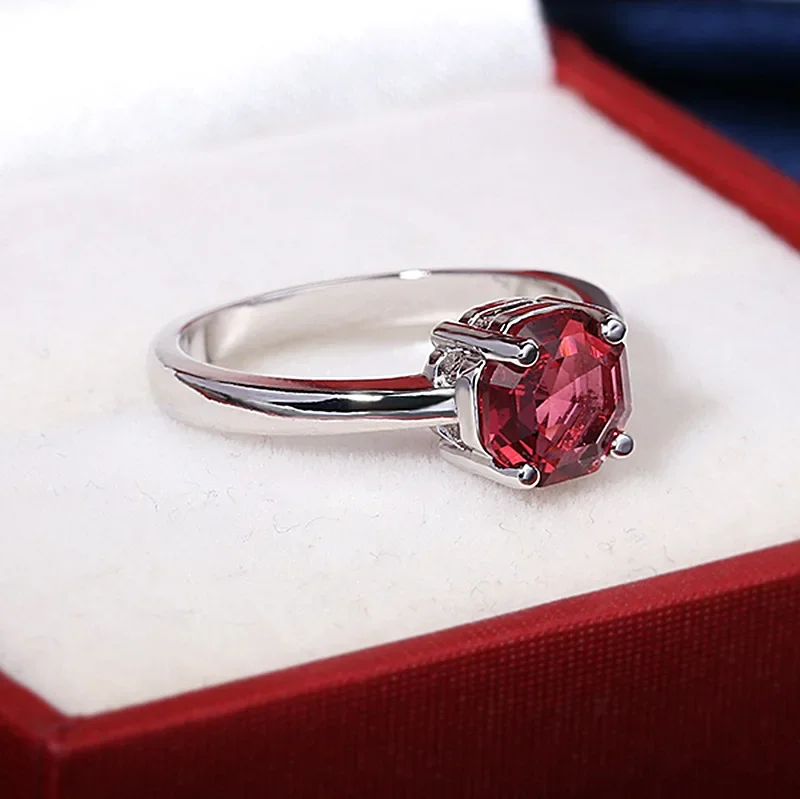 Silver Rings Silver Ring Wedding Rings Gemstone Ring Red Ruby Oval Egg Shape Gemstone Sterling 925 Silver Wedding Rings for Women Bridal Fine Jewelry Engagement