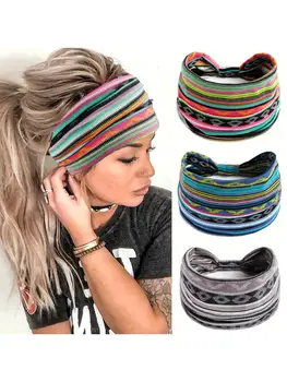 Foulard elastico stile bohémien da donna europea americana alla moda Accessori per capelli a tesa larga in cotone traspirante alla moda 1