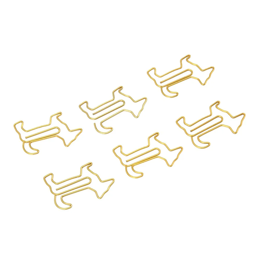 100Pcs 개 모양 종이 클립 골드/실버 32*20mm 금속 종이 클립 실용적인 귀여운 동물 책갈피 종이 클립 사무용품