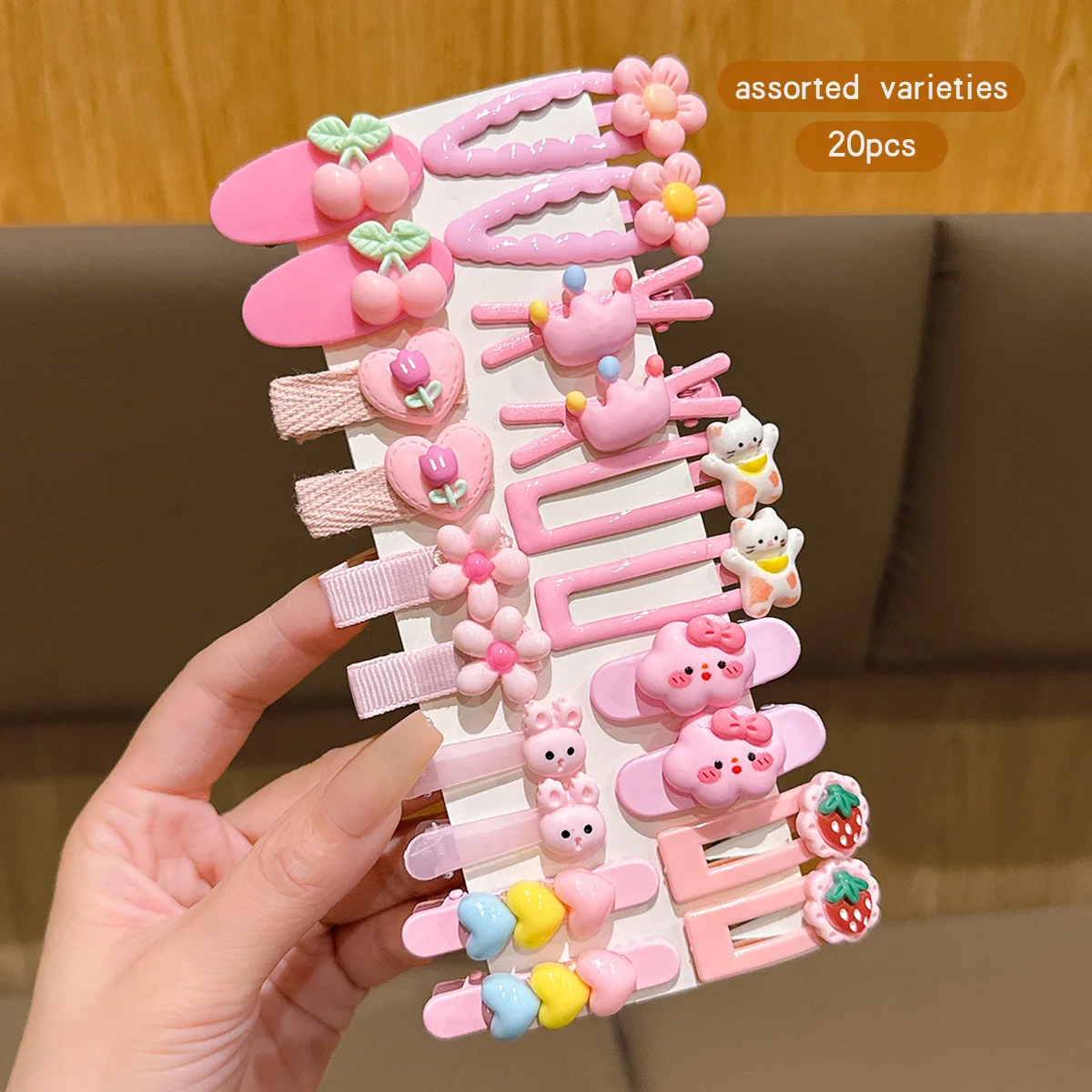 20 rosa Cartoon-Haarspangen, süße BB-Clips, Haarschmuck, geeignet für den täglichen Gebrauch