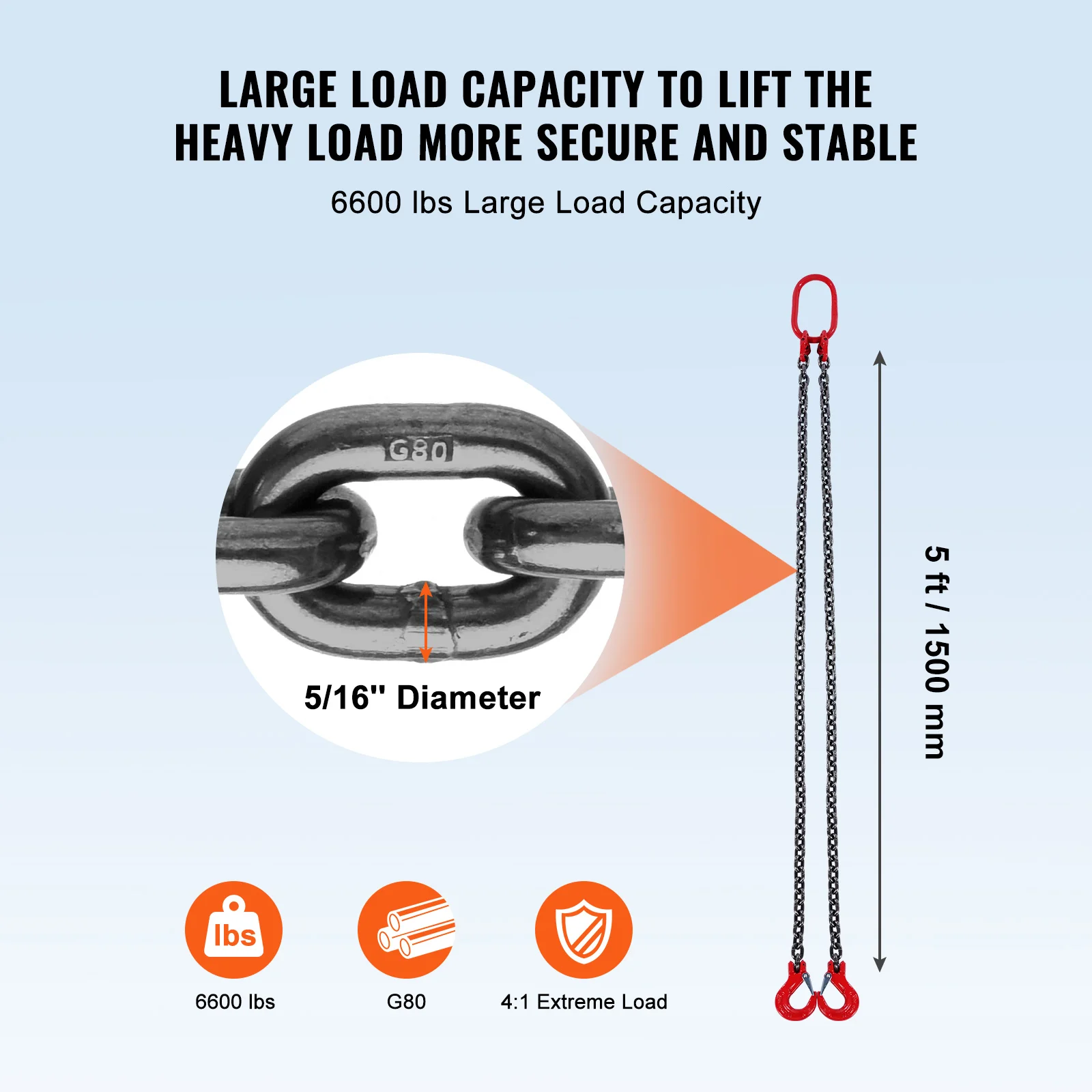 Steel Lifting Chain Sling with Hooks for Engine Hoist