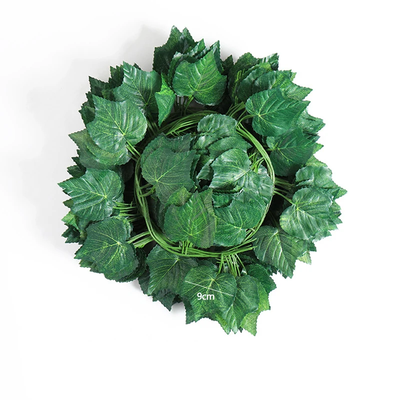Long Simulation Plants Rattan Green Ivy Leaf Fake Grape Vine Artificial Flower A 