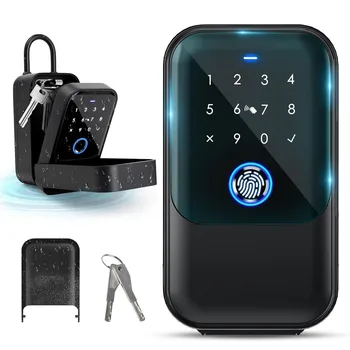 Smart Key Lock Box Fingerprint Control Ekey Passcode Access Card Bluetooth Unlock for Convenient Home Wall Mounted Door Hanging 1
