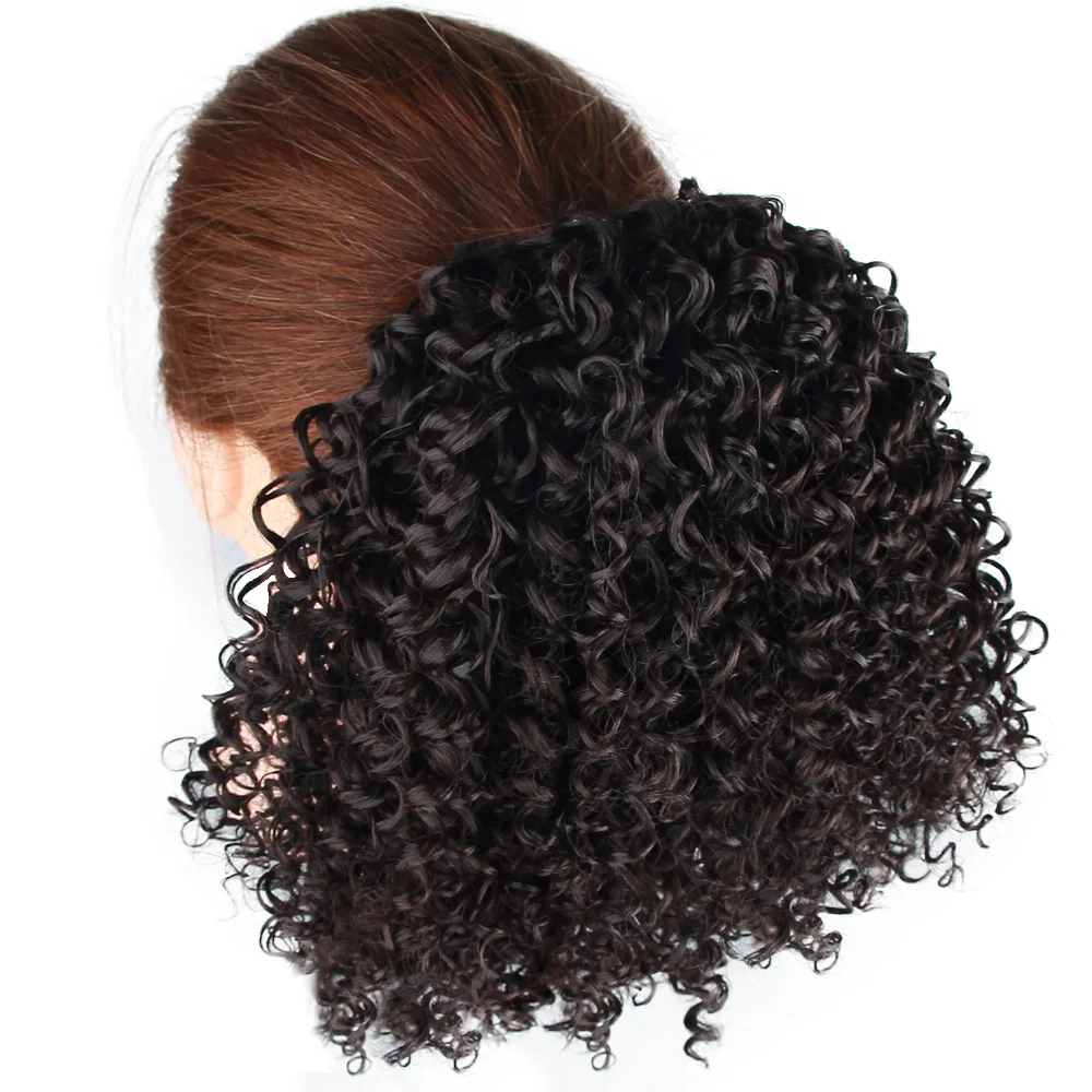 Jerry Curl Drawstring Puff Ponytail Afro Kinky Curly Hair Extension Synthetic Clip in African American Hair Extension 1PC/Pack