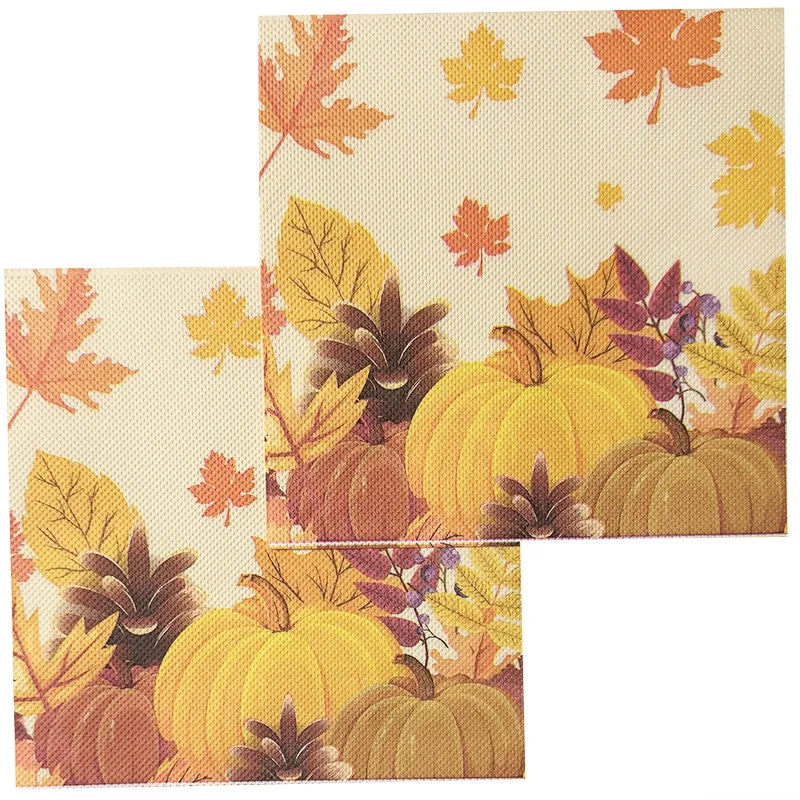 20pcs/Pac 33*33cm Thanksgiving Disc Bone Bart Paper Yellow Pumpkin Maple Leaf Print Party Decoration Disposable Paper Placemat