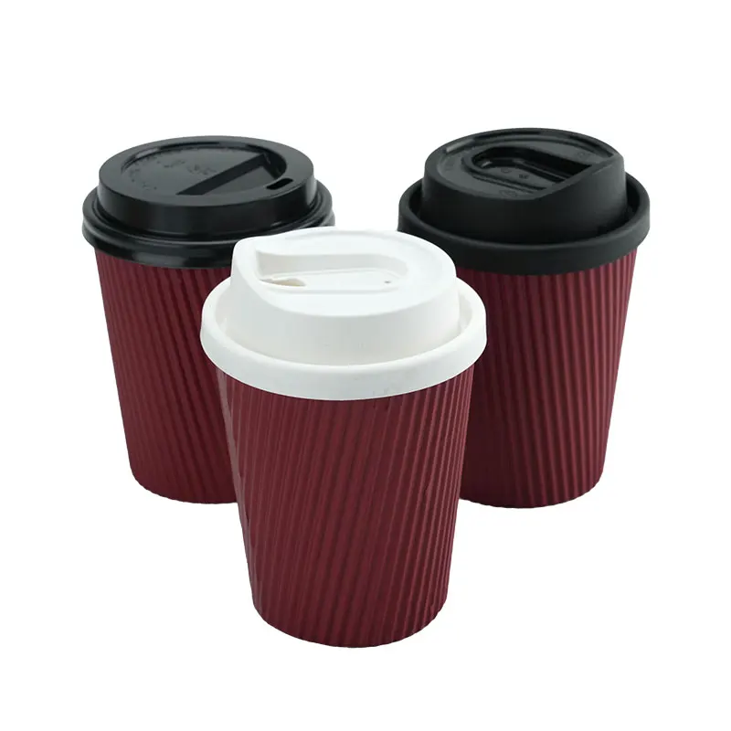 Disposable Paper Cups 50/25pc Disposable Corrugated Coffee Paper Cups Insulated Double-layered Cup Hot Tea Milk Beverage Cup New Year Paper Cups