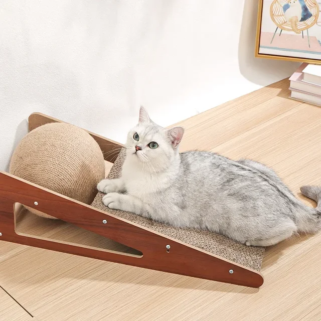 New Cat scratching board with vertical ball detachable scratching cat toy claw resistant to scrapping pet furniture 6