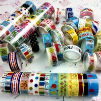 10pcs Adhesive Sticker 250x1.5cm DIY Washi Tape Cartoon Pattern Decorative Craft for Gift Wrapping Scrapbook School Supplies 2