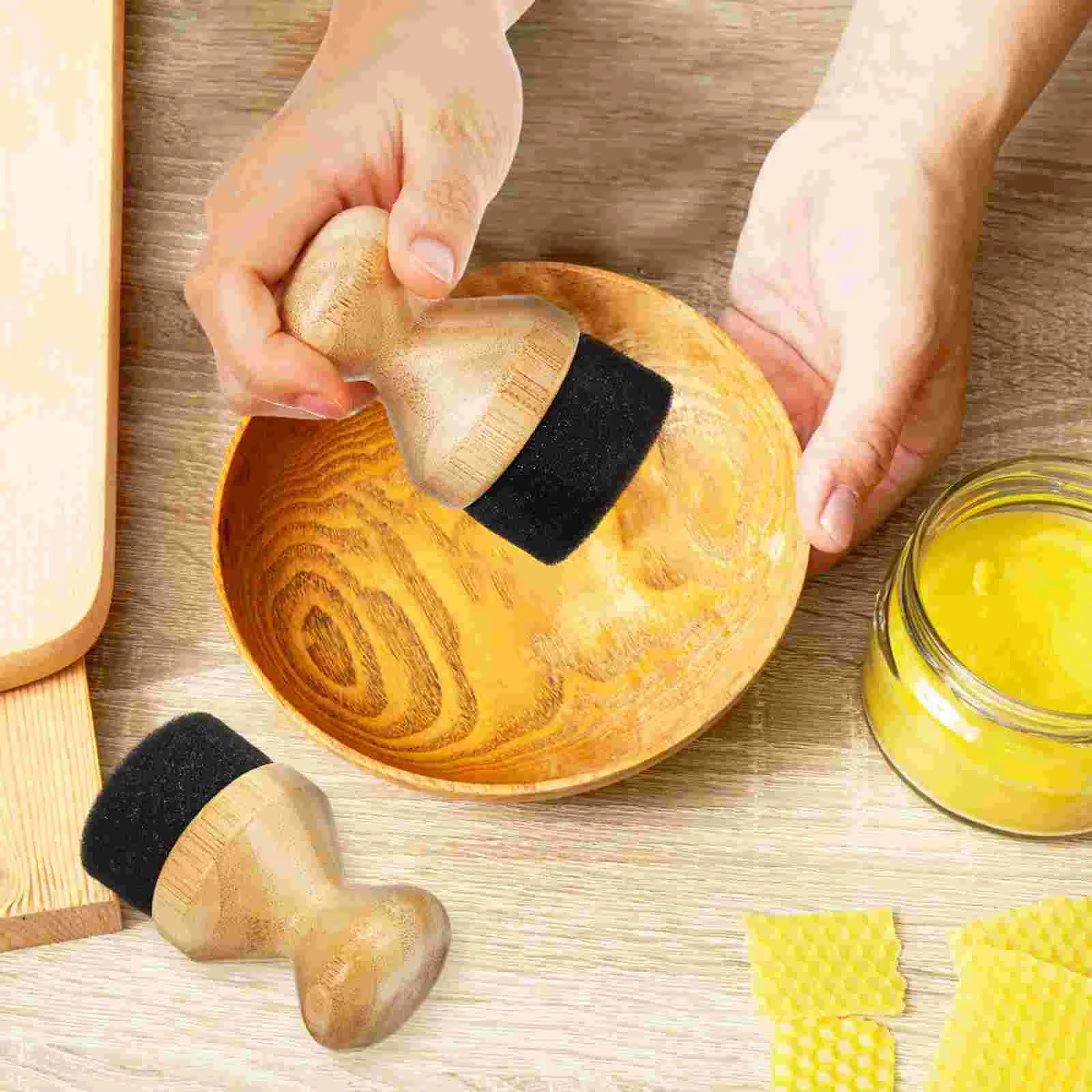 1 Mineral Oil Wax Applicator for Board Wood Brush Cutting Bamboo + Sponge Cream Work