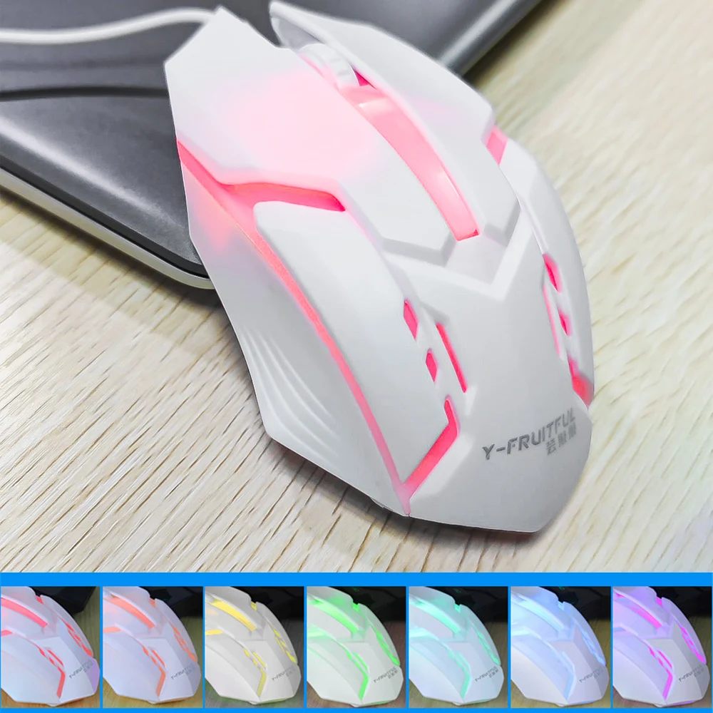 Ergonomic Wired Gaming Mouse com retroiluminação, LED,