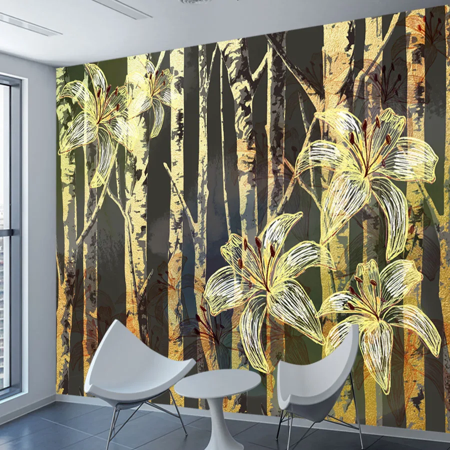 

Custom Removable Peel and Stick Wallpapers Accept for Living Room Contact Wall Papers Home Decor Tree Forest Wallpaper Sticker