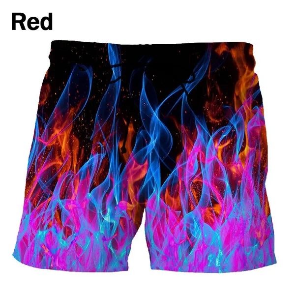 Personality Cool Flame 3D Printed Shorts Men's Hot Summer Outdoor Shorts 3