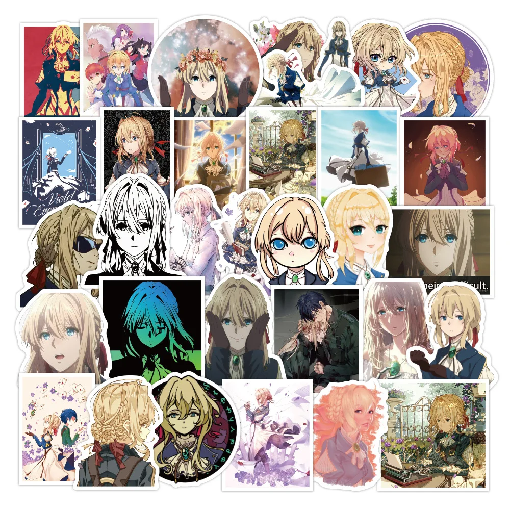 10/30/50pcs Violet Evergarden Japanese Anime Graffiti  Sticker Cartoon Infinite Love Birthday Phone Laptop Decal Decor Stickers violet evergarden classic quote bookmark anime peripheral japanese metal bookmark