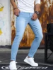 Man Pants Retro Washing Zipper Stretch Jeans Casual Slim Fit Trousers Male Plus Size Pencil Pants Denim Skinny Jeans for Men 1