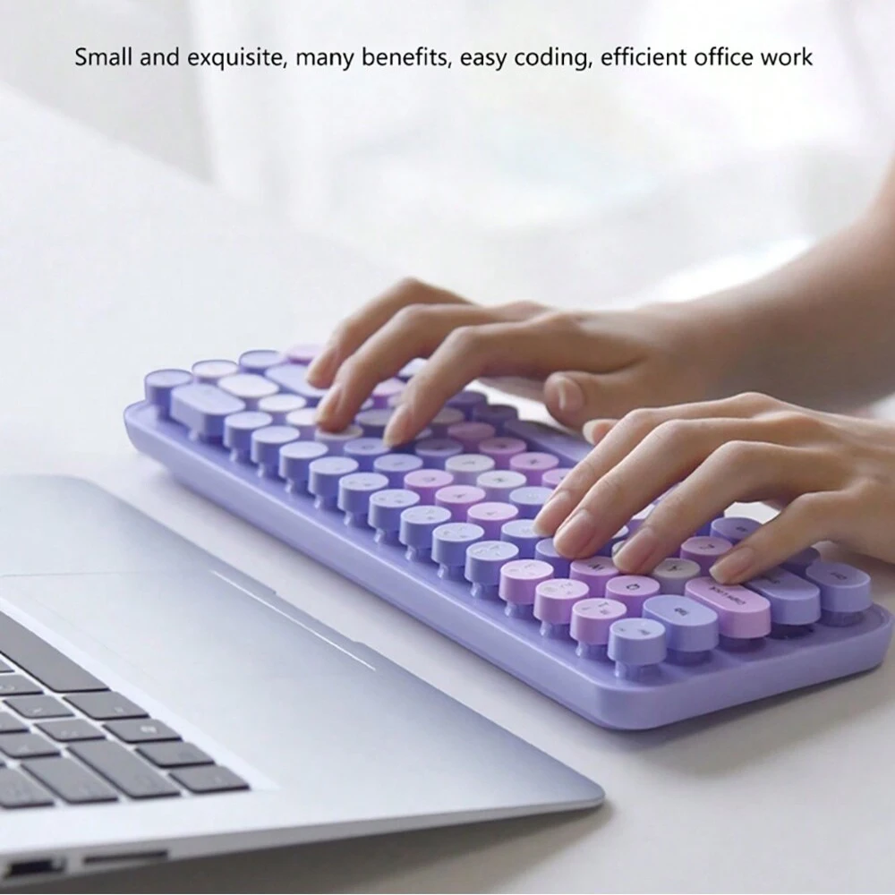 Colorful Wireless Keyboard and Mouse Set Ergonomic Small Size Typewriter Keyboard & Mouse Combo for Windows 7/8/10 Laptop Desktop