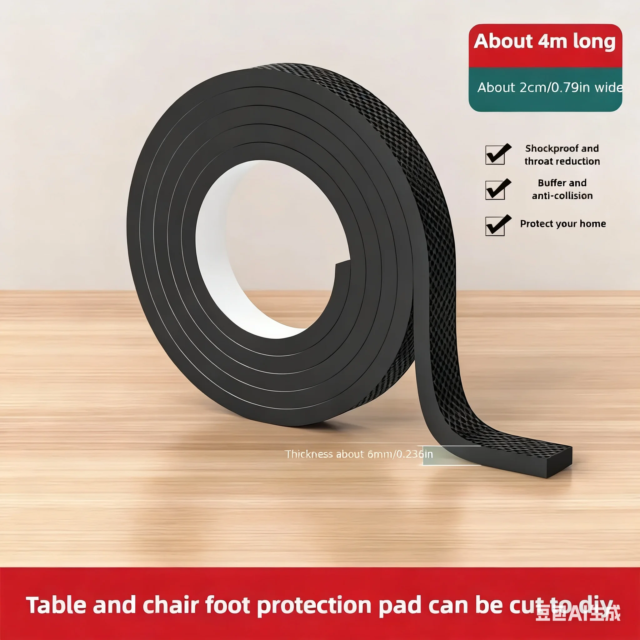 Premium Black Felt Furniture Pads - Thick, Non-Slip, Soundproof, Floor Protectors - Customizable