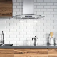 30 in. Wall Mount Range Hood with 380 CFM, Curved Glass, Ducted Convertible Ductless (additional filters needed, not included) 2