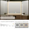 Vanity Desk with 3 Way Mirror and Lights, 48" Large Corner Vanity Table with Glass Top,Storage Cabinets & Shelves, Natural Oak 3