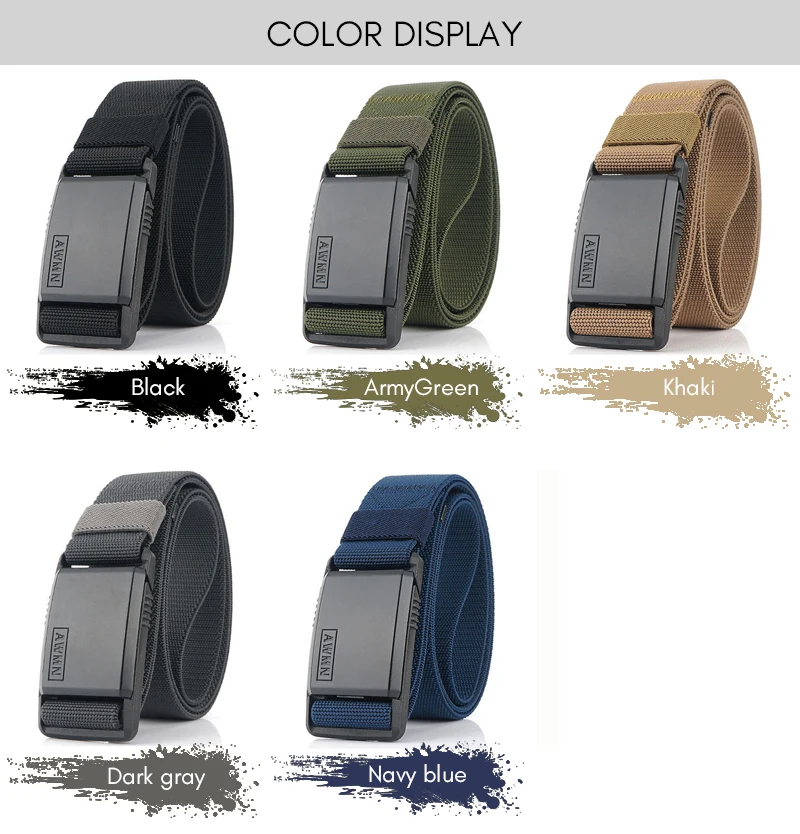 KOLBER Magnetic Elastic Belt for Men Quick Release Silver Buckle Casual belt Male Adjustable Stretch Waistband Hiking Girdle
