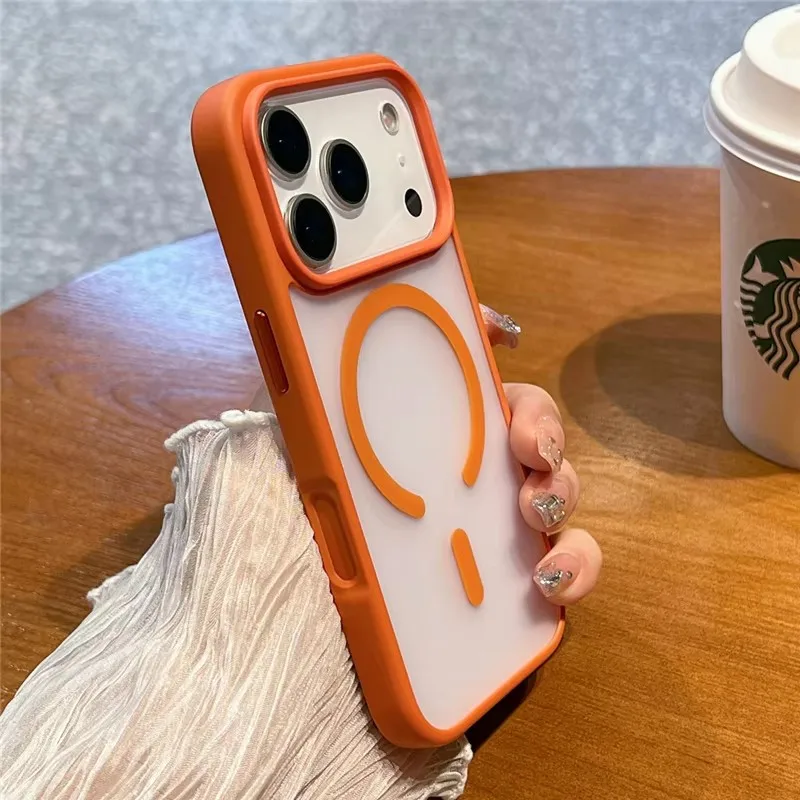 Translucent Matte MagSafe Case with Wireless Charging Compatibility and Magnetic Hard Cover