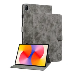 Elegant Soft TPU Back Case with Adjustable Stand and Luxury PU Leather Card Slots for MatePad SE 11 2024 (Grey)