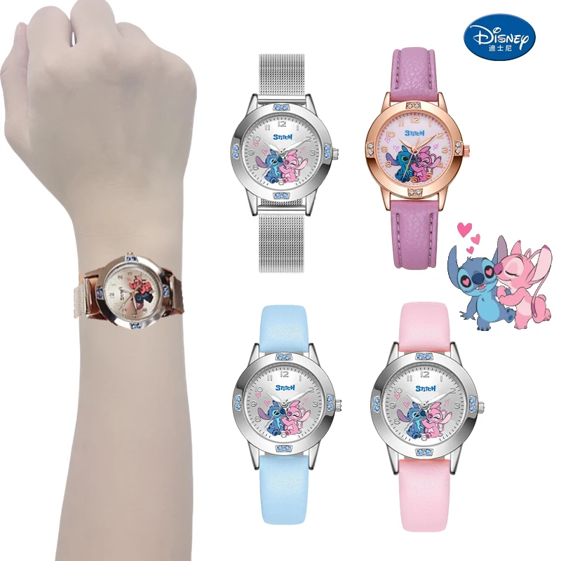Montre De Poche Stitch Dessin Animé - Quartz Alliage - Chaîne 80cm - Cadeau Enfant Noël Anniversaire - Style Rétro