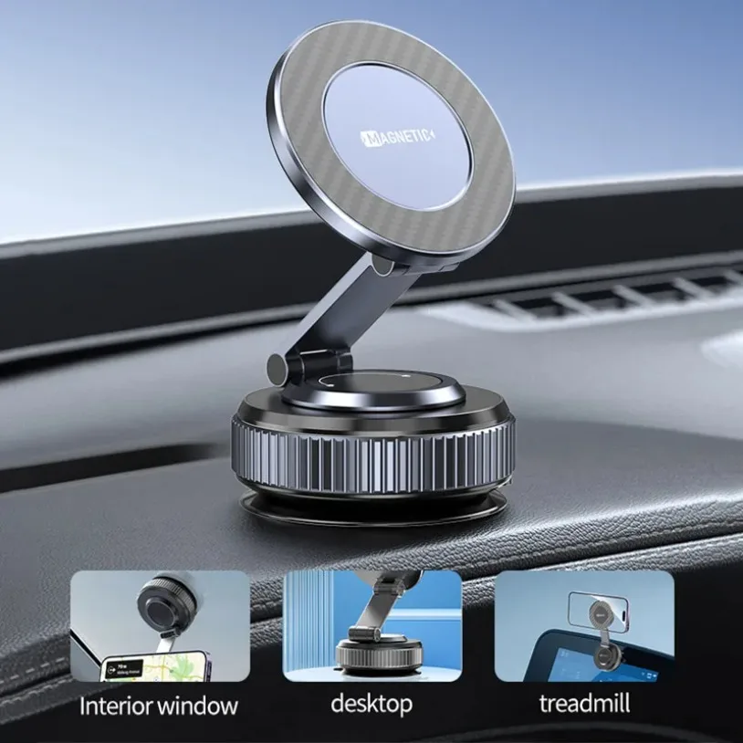 Foldable Vacuum Magnetic Bracket Phone Holder Stand For Magsafe iPhone 17~12 Pro Max Suction Cup Bracket Dashboard/Glass/Desktop