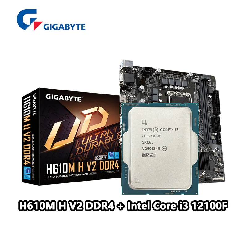 Gigabyte H610m S2 Ddr4 + Intel Core I3 12100f Cpu + Motherboard 
