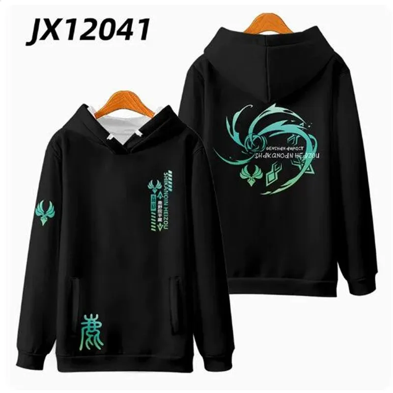 Genshin impact shikanoin heizou cosplay hoodie female harajuku sweater streetwear hip hop pullover hooded jacket outerwear 2024