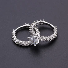 New Product Fashion Simple Women's Sweet Couple Ring Single Row Full Diamond Zircon Ring Set