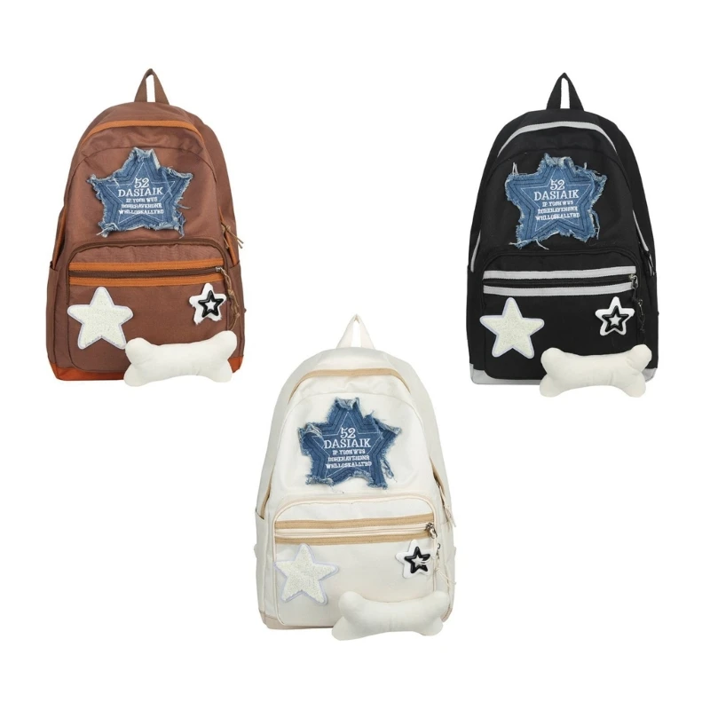 

Trendy Y2K Backpack Stylish Large School Bag Casual Travel Daypack for Daily Use