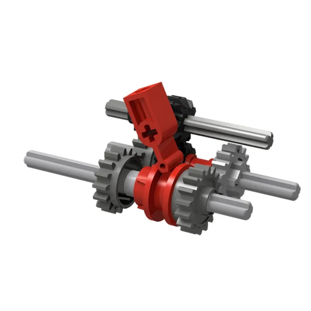 MOC Manual 2-Speed Transmission Gearbox Building Blocks Mechanical Interlocking Gear Model Teaching Tool Compatible with Leduo