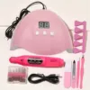 LINMANDA Nail Art Kit with 54W UV 18Pcs Lamp Glue Dryer Polisher Dead Skin Remover Finger Separator Manicure Pedicure Home Use 1