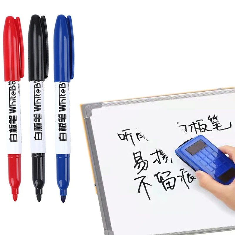 Magnetic Fine Tip Dry Erase Markers with Built-in Erasers, 1.5mm Erasable  Whiteboard Marker Pen for Classroom Work Office - AliExpress